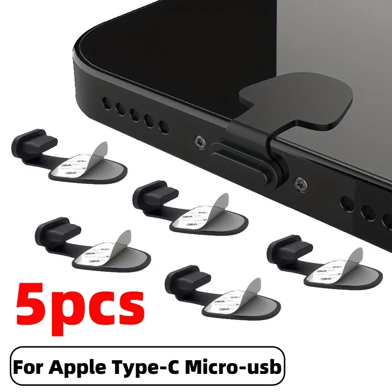 Silicone Dustproof Charging Port Covers - 5-Pack