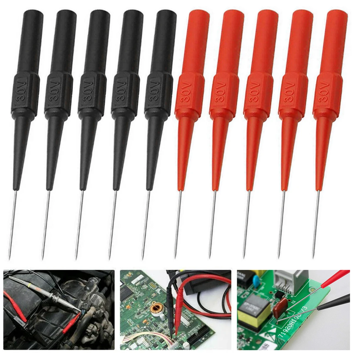 

10Pc Multimeter Probes Insulation Piercing Needle Non-destructive Multimeter Test Probes 30V For Banana Plug Diagnostic Tools