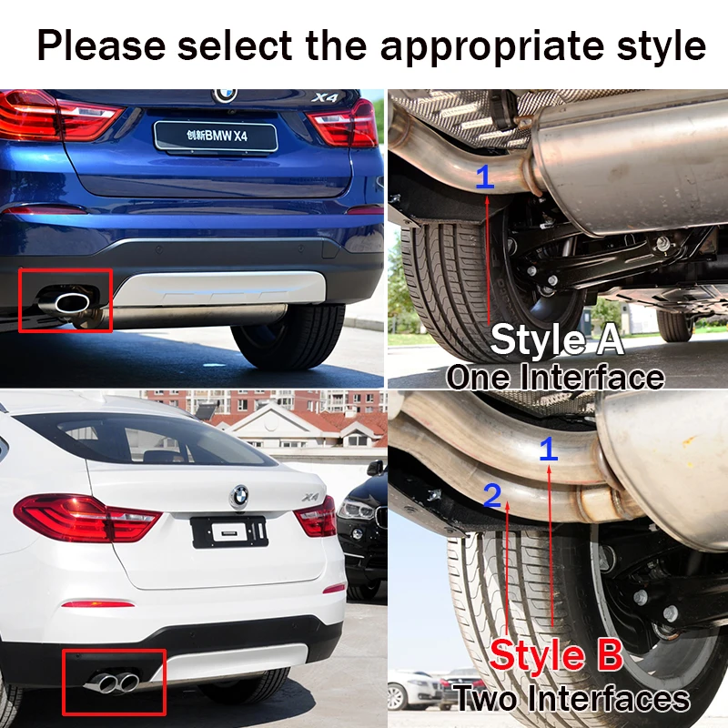 Muffler Tailpipe Exhaust System Upgrade Four Outlet Tailpipe Tip Stainless Steel Carbon Fibre for BMW X3 X4 F25 F26 2012 -