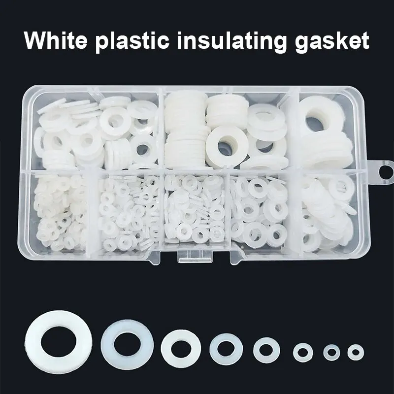500Pcs M2 M2.5 M3 M4 M5 M6 M8 M10 Plastic Nylon Flat Washer Flat Gasket Screw Bolt Insulation Washer Assembly Kit
