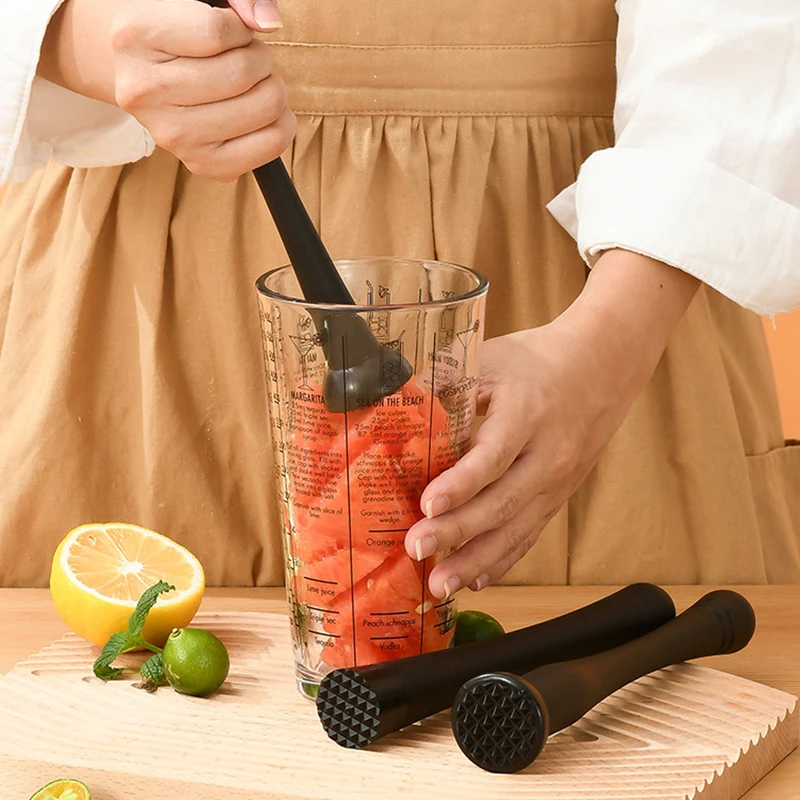 Cocktail Muddler Professional Stainless Steel Ice Pestle With Grooved Spiky Nylon Head For Muddle & Mix Homemade Drinks Mojito bar tools