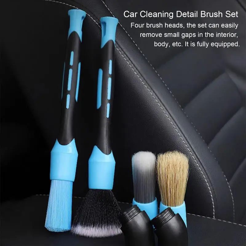 

Car Wash Brush Soft Detail Brush Set Small Automotive Interior Cleaning Tools Anti-drop Bristles Durable Grip Exterior Accessory