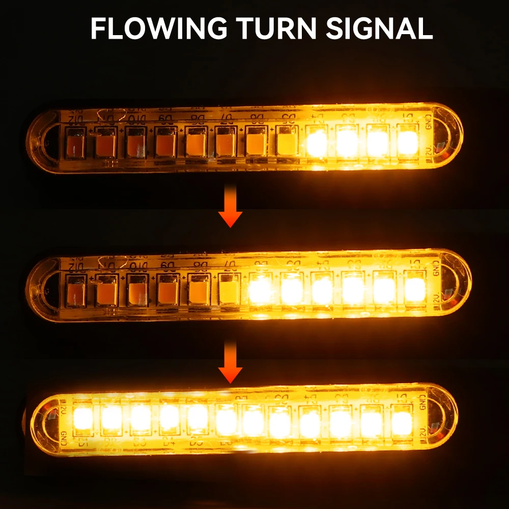 Motorcycle LED Lights Universal Turn Signals Blinker Flowing Water Flashing Stop Signal DRL Lamp Tail Brake 4pcs
