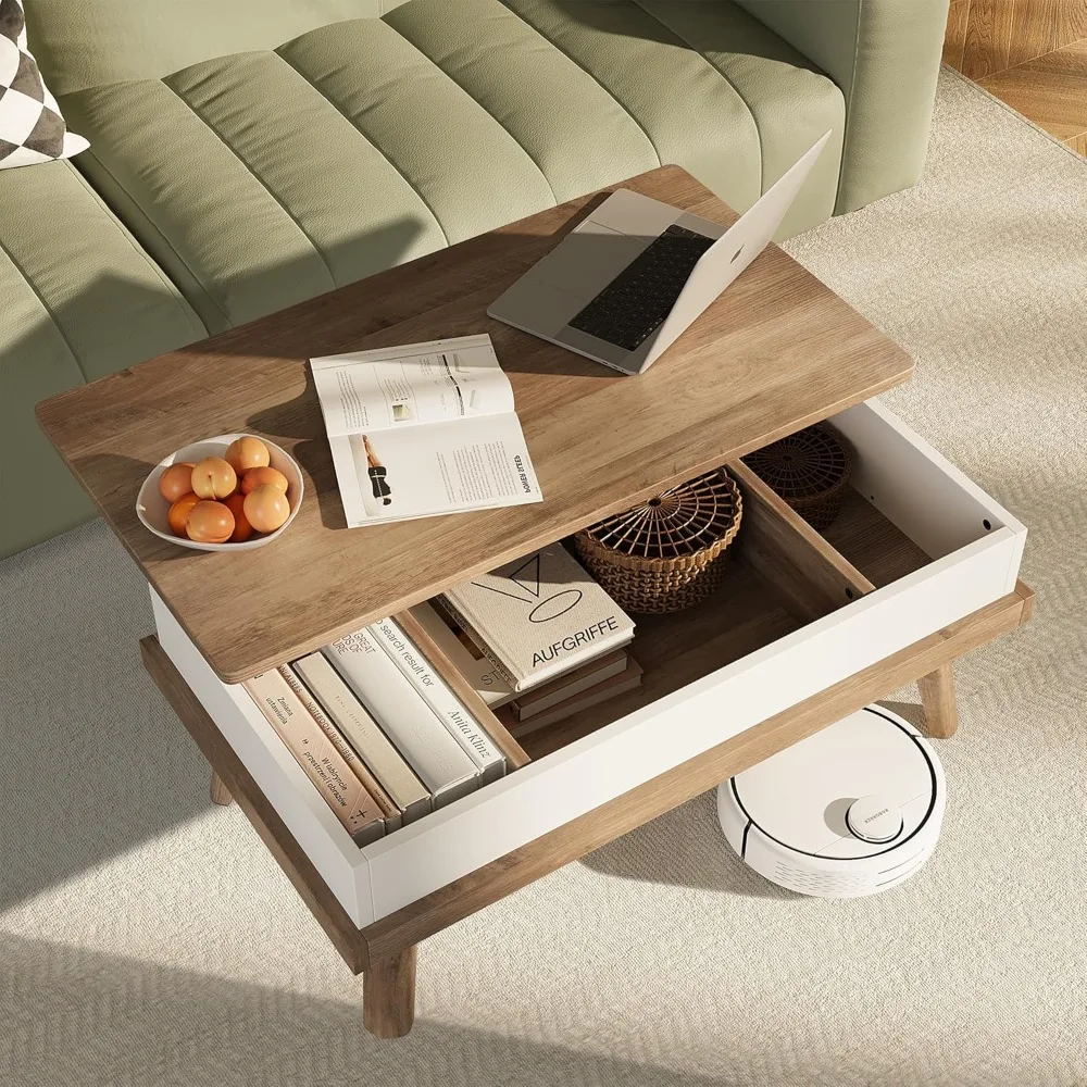 Wood  Lift Top Coffee Table with Hidden Compartment, Coffee Table for Living Room Reception Room 3