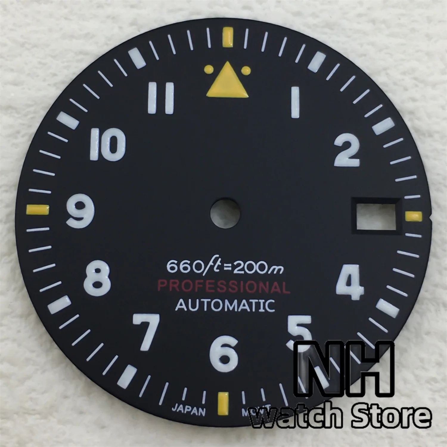 Pilot Watch Dial with Luminous Hands - Black, White, Blue, Green Options, 29mm