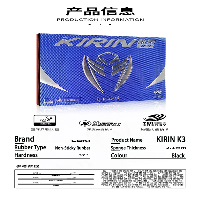 LOKI-K3 Ping Pong Rubber Sheet Non-Sticky Table Tennis Rubber Pre-Tuned Cake Sponge Backhand (Counter) Fast Break