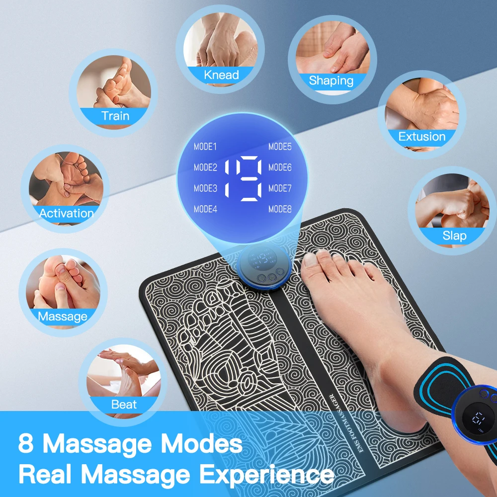 Foot Massage Mat Electrode EMS Foot Massager Patch Acupressure Reflexology Muscle Stimulator Relax Feet Masajeador Pad