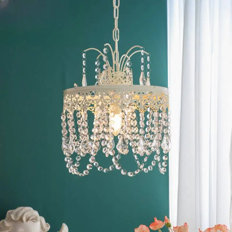 Romantic-Crystal-Chandeliers-LED-Milky-White-Princess-Room-Lamps-French ...