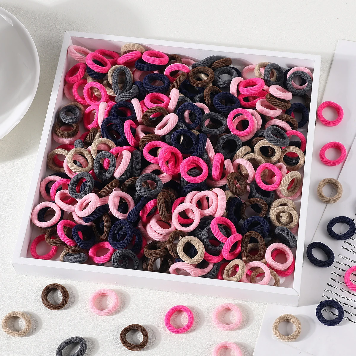 100PCS New Basic Nylon Ealstic Hair Ties for Girls Colorful Hair Band Ponytail Holder Scrunchie Rubber Band Kid Hair Accessories 2