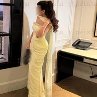 Customized Strapless Evening Dresses Pleat rhinestone Beading Draped Straight ProM Gown Modern Long Chiffon Backless Party Dress - Image 3