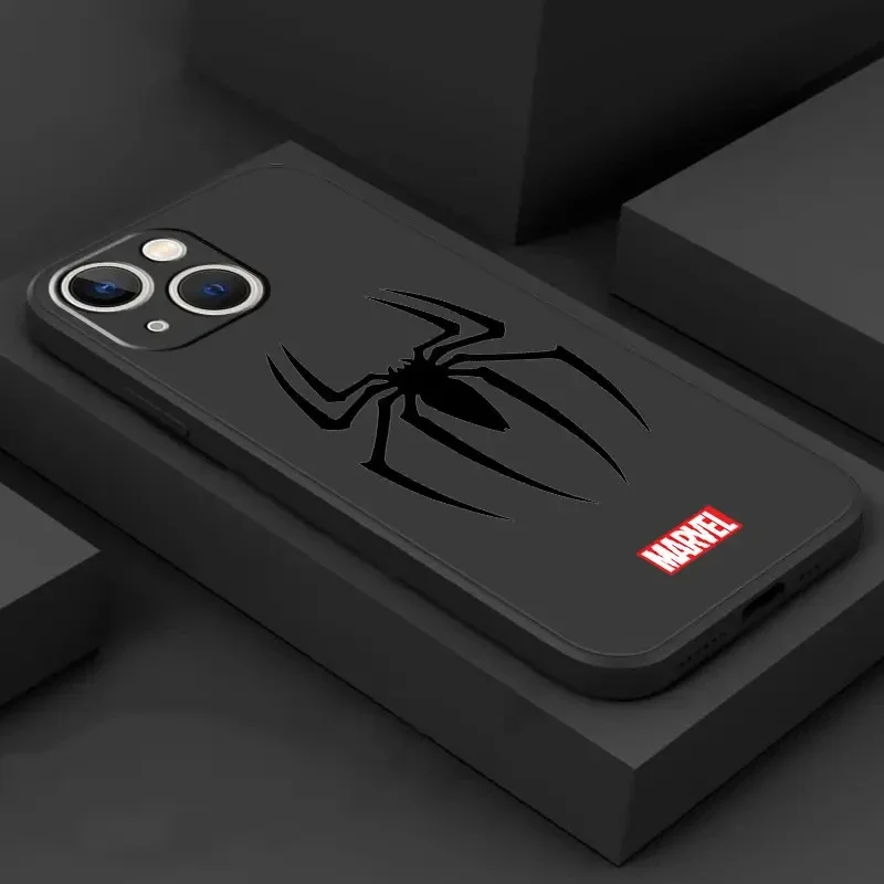 thumbnail image 1 of Soft Back Liquid Case for Apple iPhone 15 Pro Max 12 11 7 6S Plus 13 Mini SE 14 Pro Max XR XS X 8 Marvel Venom Spiderman Coque, 1 of 5