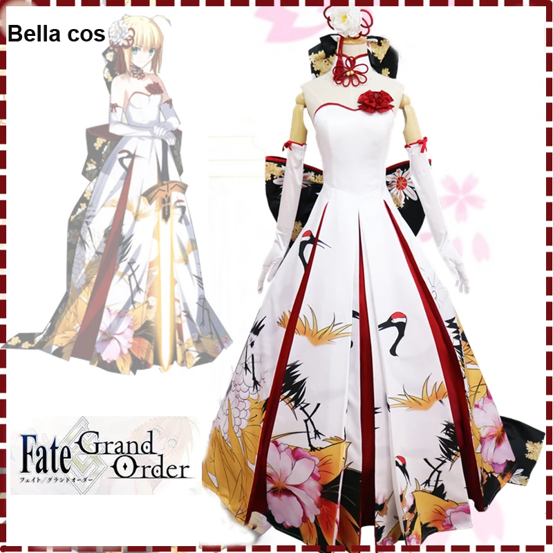 

Custom Size Fate Grand Order Arturia Pendragon Cosplay Costume Saber Cheongsam Wedding Dress Halloween Carnival Anime Clothes