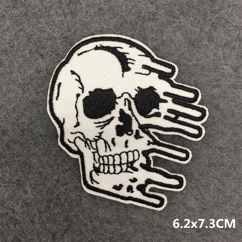 Black and White Ghost Zipper Embroidered Iron-On Punk Patches