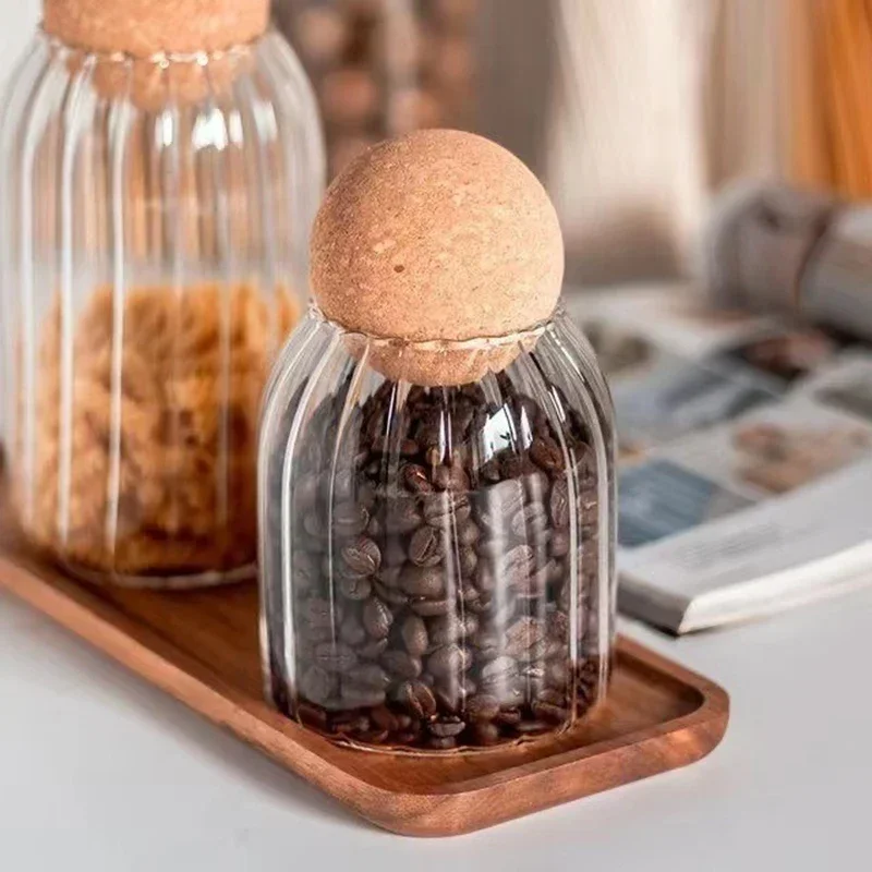 Cork Stopper Transparent Glass Sealed jar High Borosilicate Glass can Kitchen Food Tea Candy Coffee Beans spices Storage Tank 4