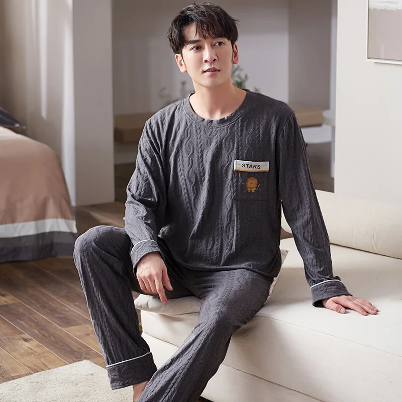 Pajamas for Men Long Sleeve Top Pants Pijama Para Parejas Sleepwear Nightgown Men Winter Cotton Home Clothes Lounge 2 Piece Sets
