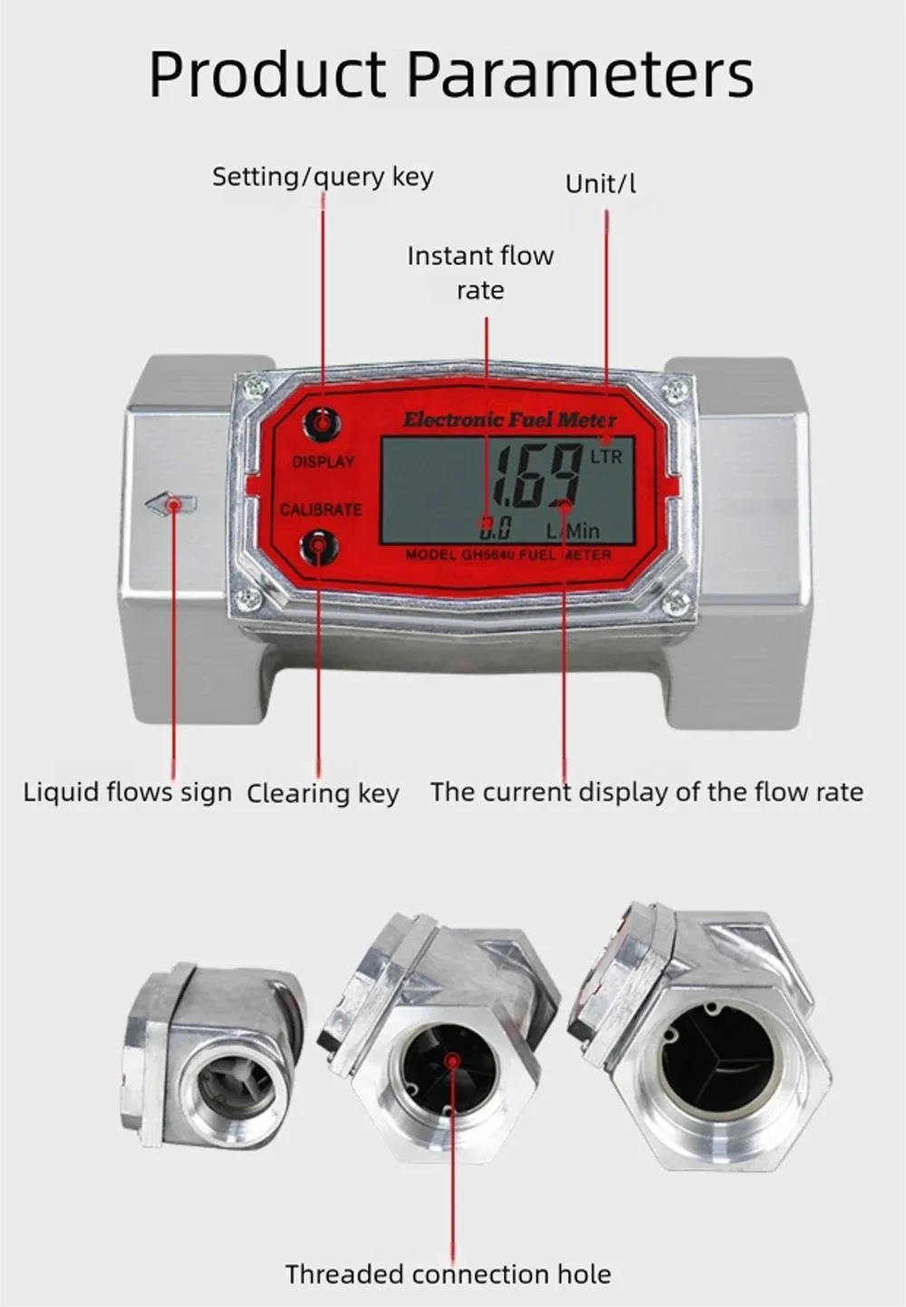 High Precision Digital Display Turbine Flow Meter Fuel Flowmeter Measuring Diese