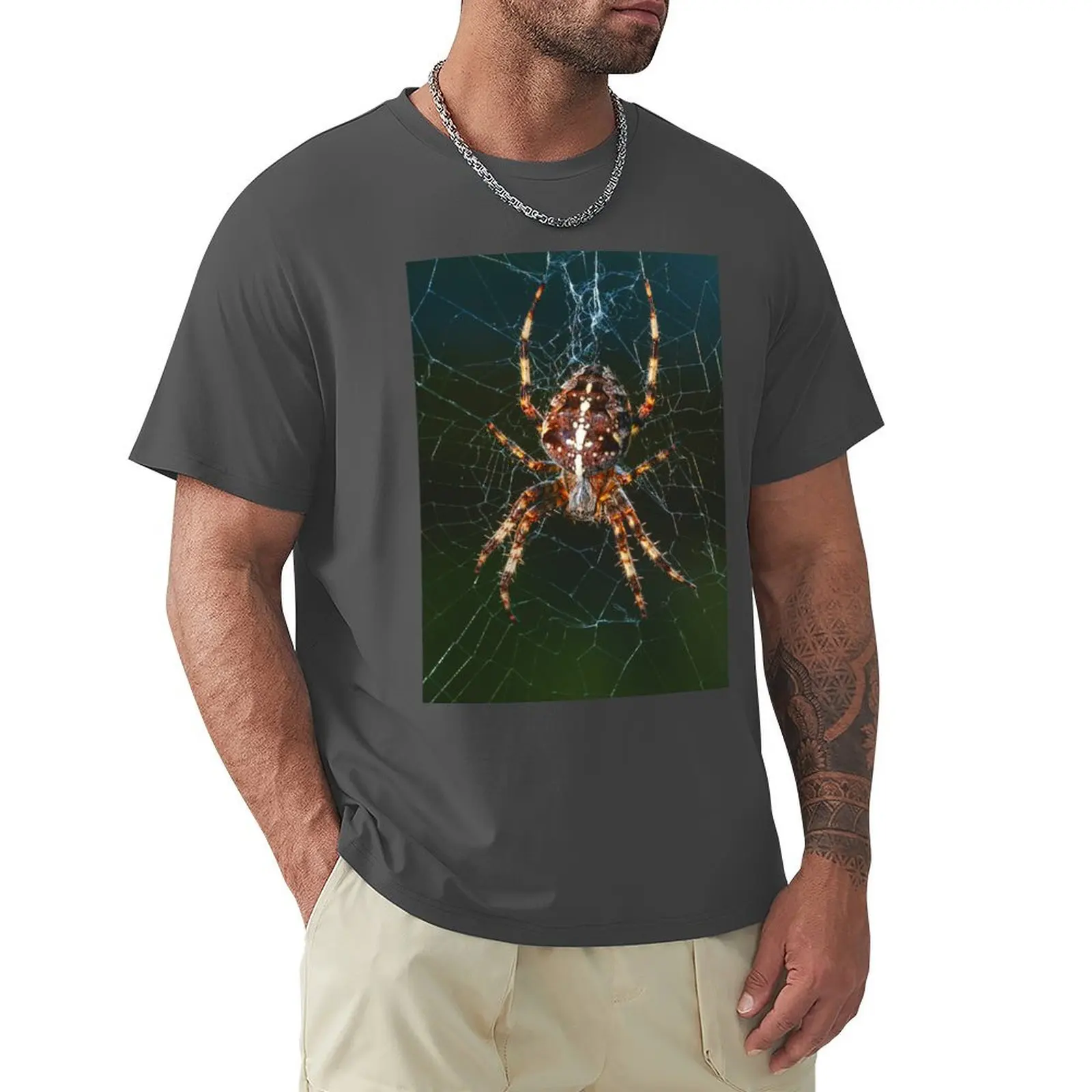 Spider on Web T-Shirt tees summer clothes quick drying funnys T-shirt men