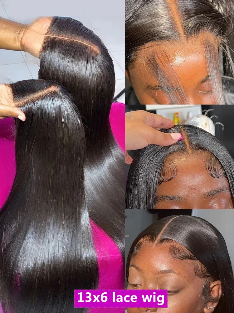 40 50 Inch Straight 13x6 13x4 Hd Lace Front Human Hair Wig 250 Density Brazilian 360 Full Lace Frontal Wigs Preplucked For Women 3