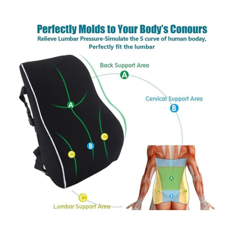 Lumbar Support Pillow for Office Chair Back Support Pillow for Car, Computer, Gaming Chair, Recliner Memory Foam Back Cushion fo 5