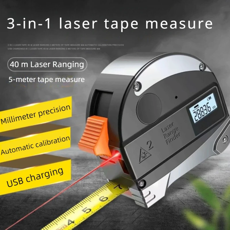 

2 In 1 Laser Tape Measure Laser Rangefinder 40M Accurate Digital Laser Tape Range Finder Measure Tool Measuring Instrument Level