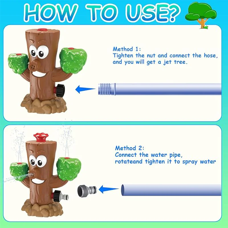 Water Spray Sprinkler Stump Outdoor Hose Water Six tubes 360° Roating Wiggle Garden Lawn Summer Water Toy For Kids Boys Girls 5