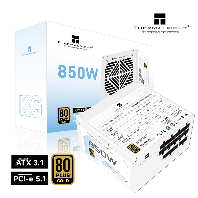써멀라이트 TR-KG650W 화이트 ATX 파워 서플라이 골드 메달 풀 모듈 ATX3.1 PSU 데스크탑 컴퓨터 파워 서플라이 650W/750W/850W