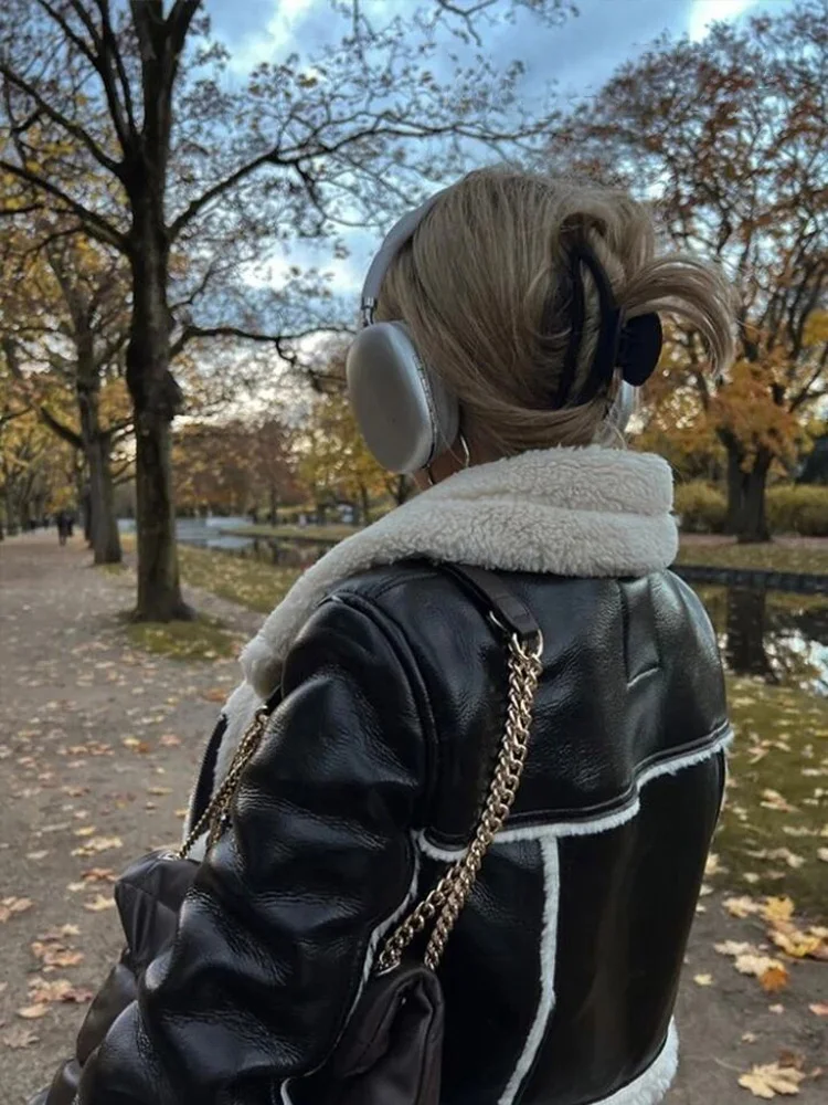 HH Female Short Jackets Solid Color Turn-Down Collar Long Sleeves