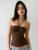 One-Piece Casual Short Rolled Hem Tops For Women Summer Fashion Solid Colour Bandeau Top Sexy Lace Up Neck Sleeveless Bra Top