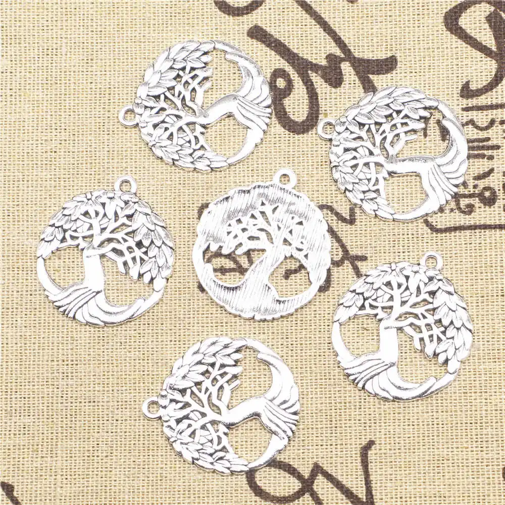

Женские Подвески в виде дерева жизни, подвеска серебряного цвета в старинном стиле, аксессуары для женщин, 30x34 мм, 3 шт.