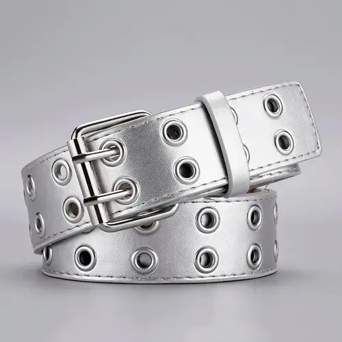 1pc Women's Belt Trend Simple Double Hole Men Belt Punk Hip Hop Rock Style Subculture Y2K Belt Punch Free Belt for Men and Women - Image 9