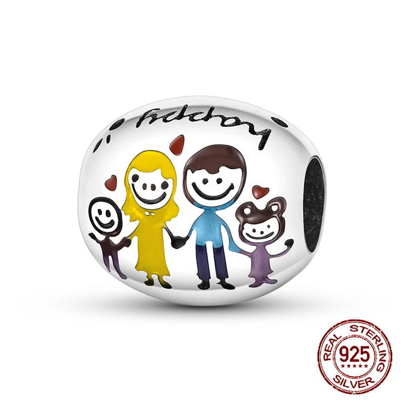 925 Sterling Silver family house love forever family beads pandent Charm Fit 4MM hole diameter Bracelet DIY Bead Ms Jewelry Gift 4