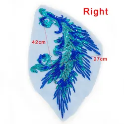 Elegant Floral Embroidered Sequin Lace Appliques for Bridal and Craft Projects (Peacock Feather R)
