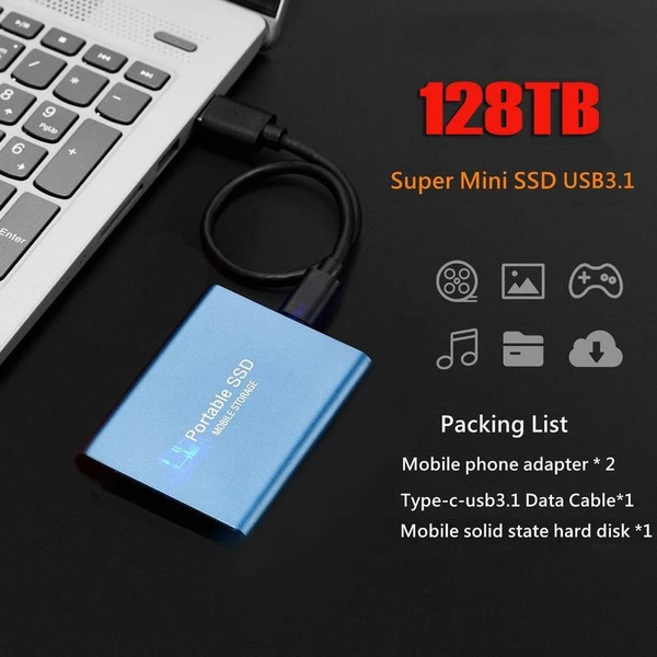 High-speed 1TB 2TB Portable SSD 8TB 16TB 30TB 60TB 128TB External Solid  State Type-C USB3.1 Mobile Hard Drive For Laptops PS4 - AliExpress