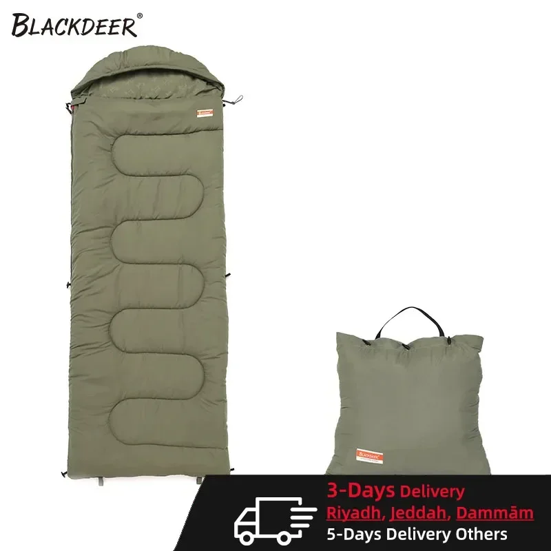 

Black-deer Camping Cotton Splice Sleeping Bag Season Warm Pillow Hooded Envelope Sleeping Bag for Outdoor Traveling Hiking