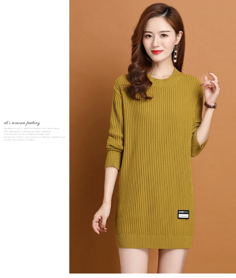 Neue Mittlere Länge Langarm Rundhals Frauen Pullover Neue Pullover Herbst Winter Tops Weibliche Pull Pullover Espero – Detail 10