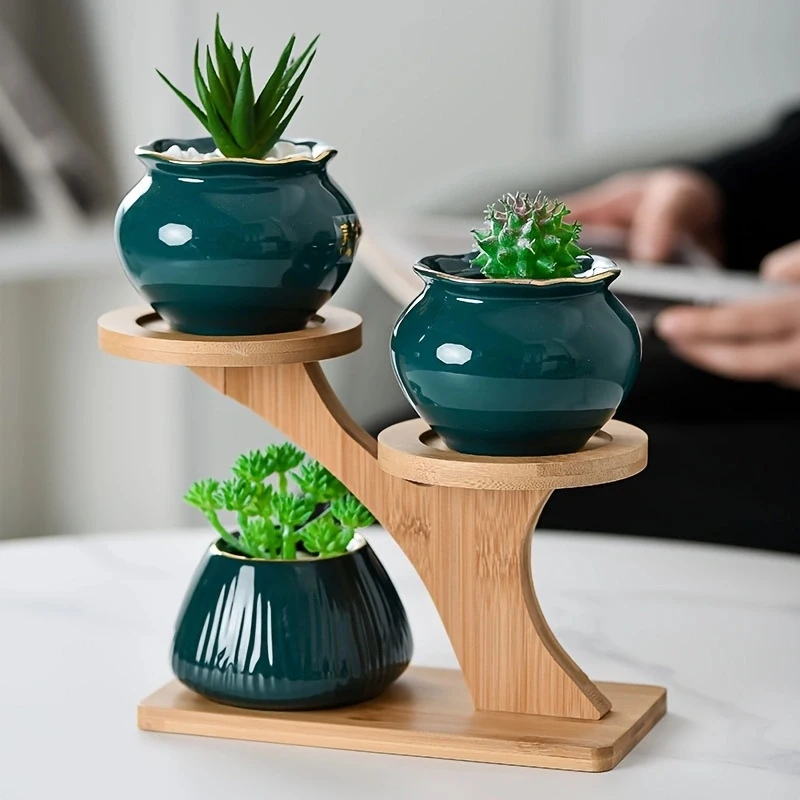 Compact Plant Display Shelves - Stylish 3-Tier Indoor Decor