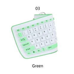 Compact Silent Waterproof Flexible Silicone USB Keyboard - Portable and Foldable Design (Green)