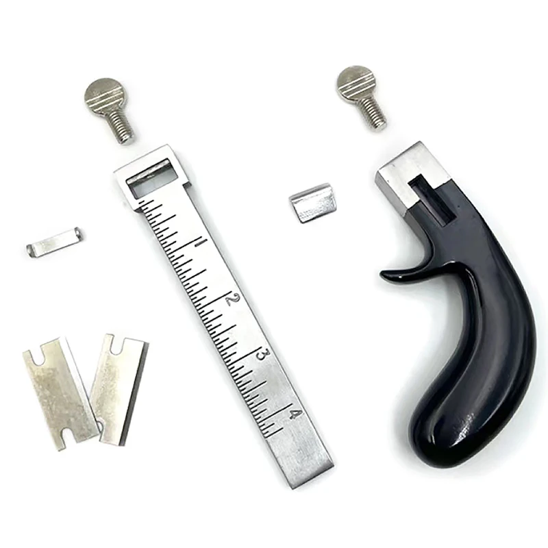 전문 가죽 벨트 커터 게이지, 가죽 벨트 DIY 스트립 도구, 2개의 날카로운 칼날이 있는 수동 가죽 절단 도구
