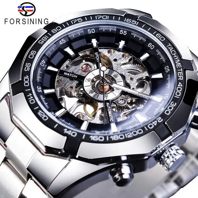 Forsining-Montre-bracelet étanche en acier inoxydable pour homme, montres de sport transparentes, montres mécaniques pour homme, montres Seton, modules, marque supérieure, luxe, 2021 1