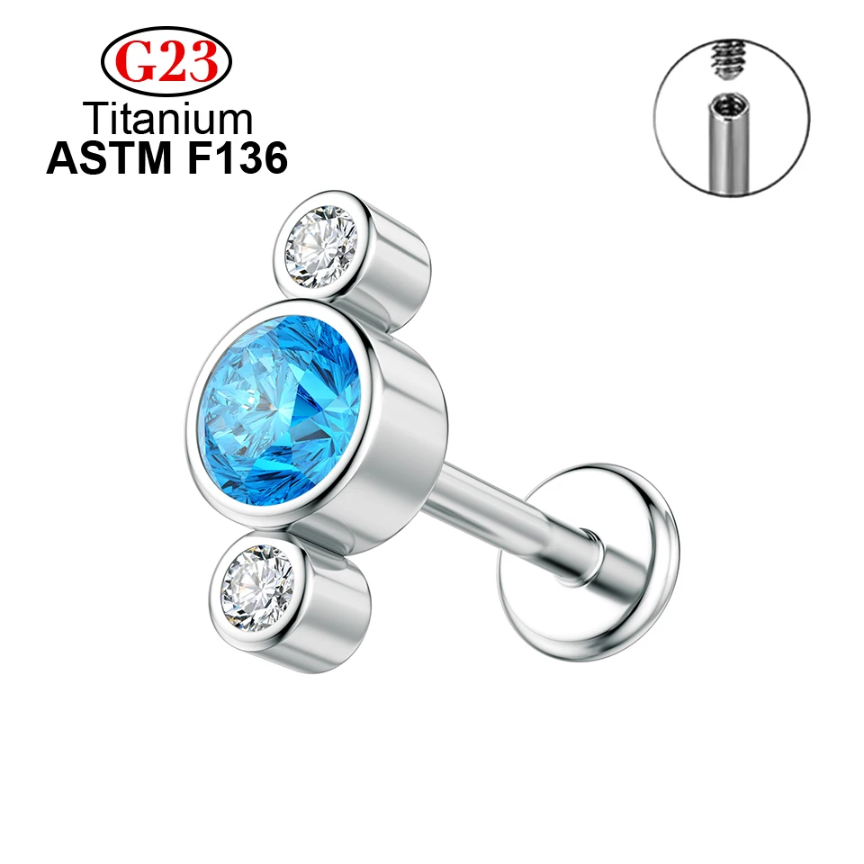 ASTM F136 16g Titanium CZ Cartilage Trinity Helix Earrings Tragus Stud Conch Lip Sexy Punk Body Piercing Jewelry