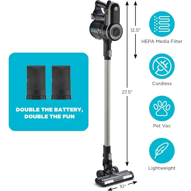 Simplicity Vacuums S65 Premium Stick Vacuum Cordless Rechargeable, Extra Battery, One-Click and Go Multi Surface Vacuum Cleaner
