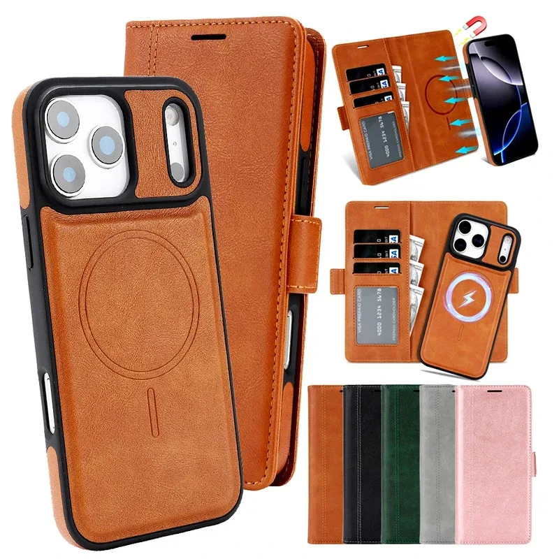 Premium Magnetic Leather Wallet Phone Case with Card Slots and Flip Cover