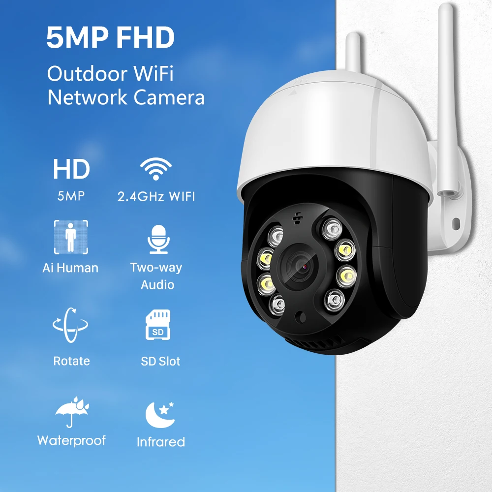 4K 8MP PTZ IP Camera WiFi Humanoid Detection Color Night Vision Audio  Security WiFi Camera P2P CCTV Video Surveillance Cameras