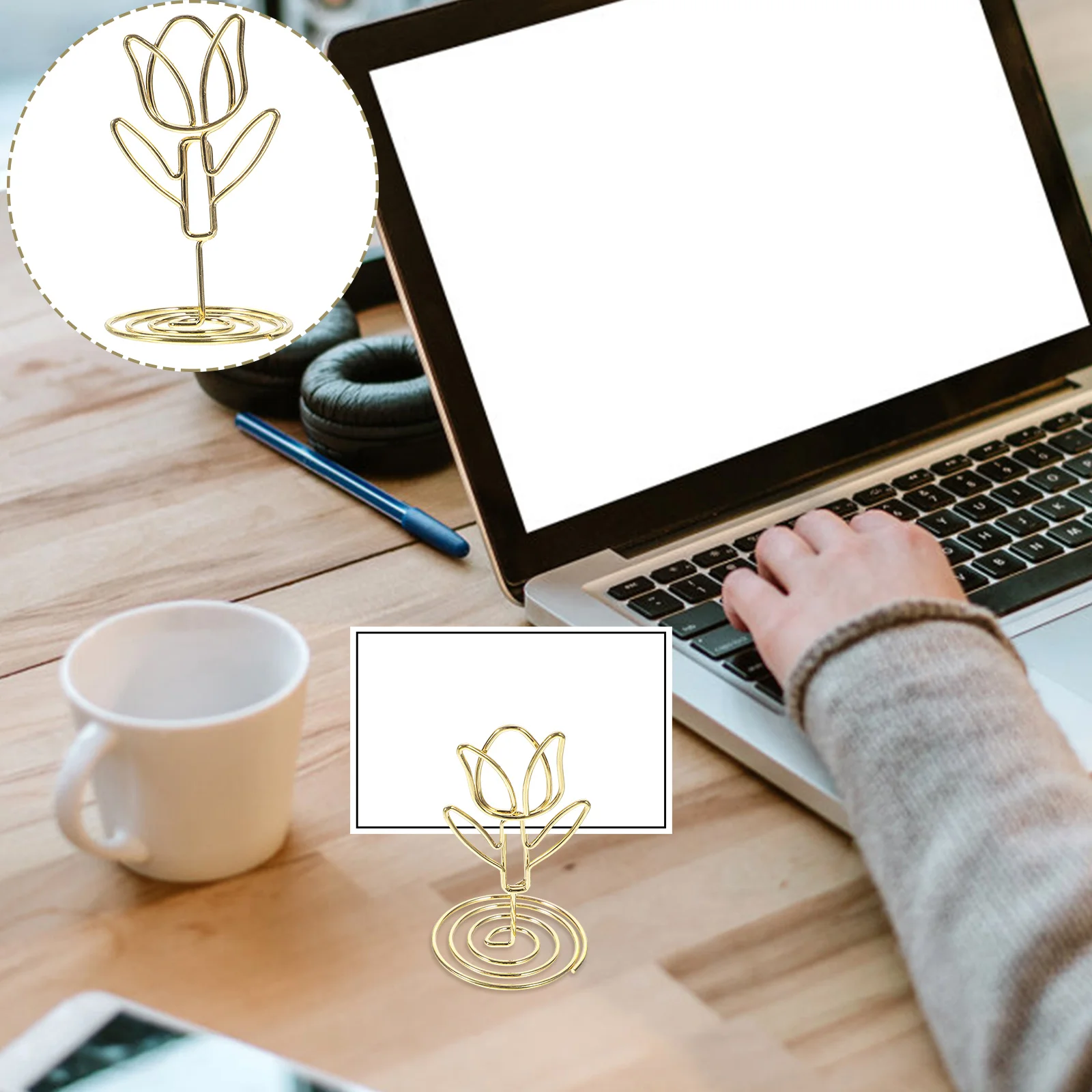 

10pcs Tulip Shape Photo Clip Holders Wedding Card Holders Clips Restaurant Table Card Holders