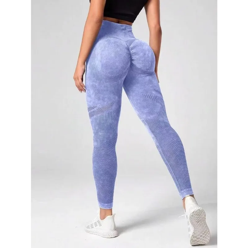 Hollow Out Leggings Women Seamless Slim Tights Frosted Water Washing Fitness Pants High Waist Hip Liftting Stretchy Yoga Pants 5