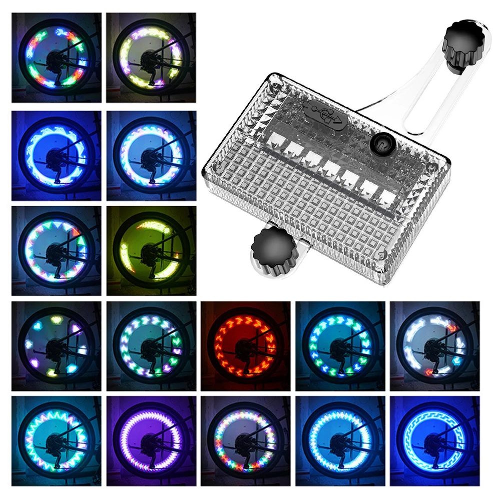 Solar LED Bicycle Spoke Light USB Rechargeable Bike Tire Safety Light Smart Sensing Cycling Tire Lights for Cycling Decoration