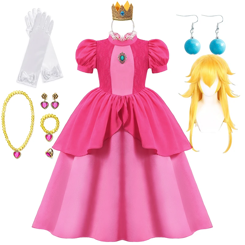 Disfraz de maléfica para mujer, disfraz de princesa Peach para Halloween,  vestido de fiesta para madre, 2023 - AliExpress