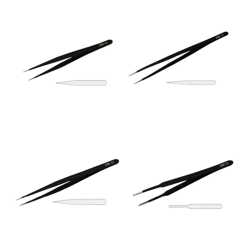 Description Picture 6 of itemStainless Steel Tweezers Anti Static Fine Pointed Elbow Precision Tweezers Soldering Tools Industrial Tweezers DIY Tool