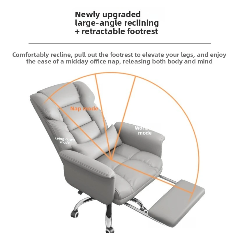 Sedia da Ufficio Direzionale in Pelle Ergonomica Reclinabile per Postazioni di Lavoro Domestiche con Schienale Completamente Regolabile - immagine 2