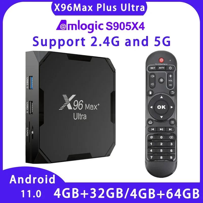 Newest X96Max Plus Ultra TV Box Android 11.0 Amlogic S905X4 4GB 64GB TVBOX 8K Wifi BT X96 Max Media Player 4GB 32GB Set Top Box for xiaomi x96max plus ultra smart tv box android11 amlogic s905x4 4gb64gb tvbox av1 8k wifi bt x96 max media player set top box